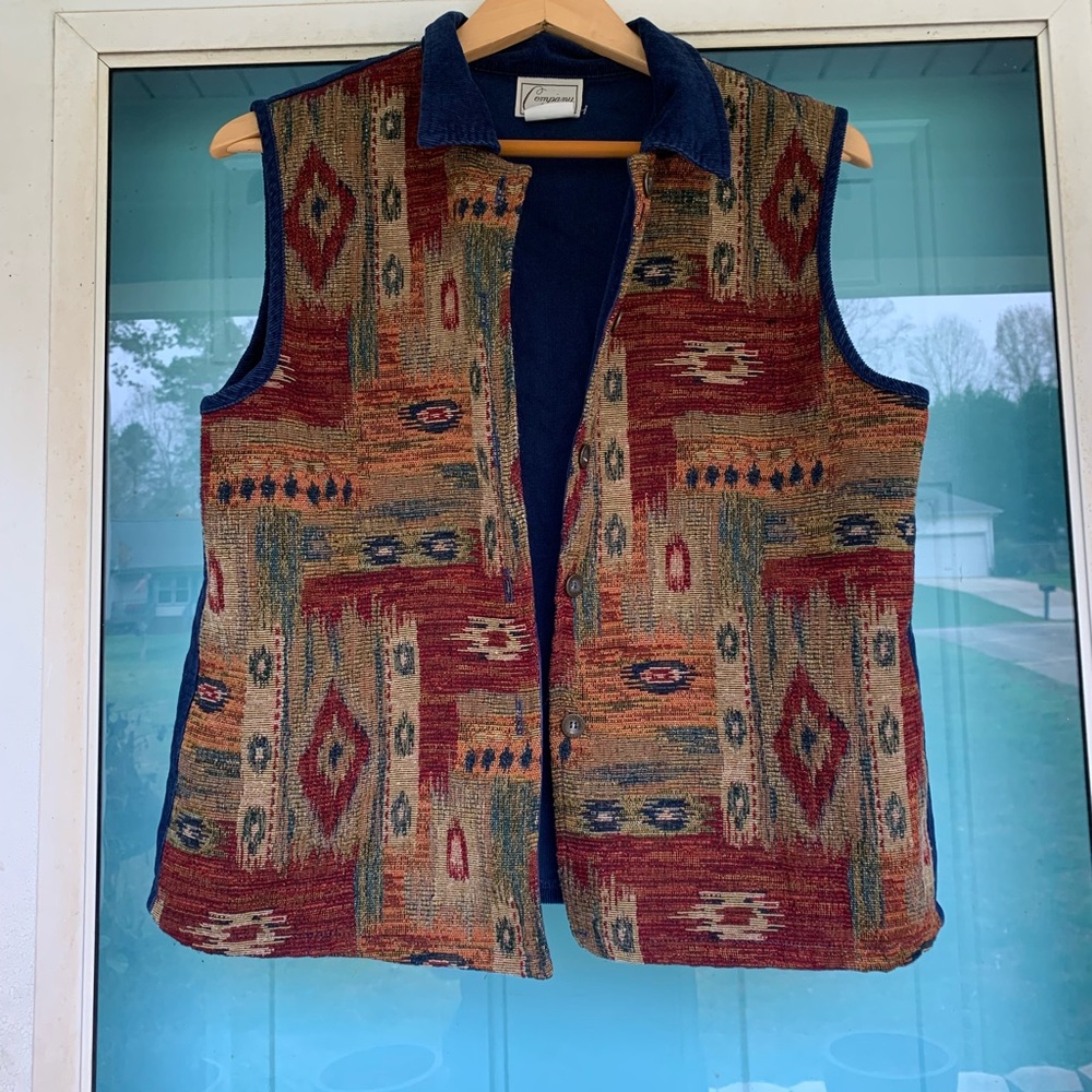 Company Collection Vintage Aztec Corduroy vest sz L